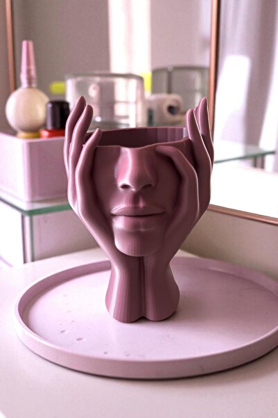 Biparca Store منظم مكياج وحامل فرشاة بتصميم شكل ظل الجسم للنساء - منظم مستحضر...