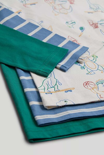 MOTHERCARE 3 Pack Dinosaur Long-Sleeved T-Shirts