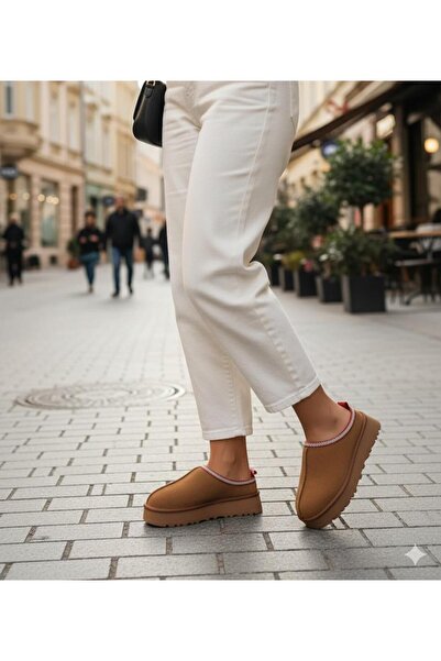 Sanart Shop Kadın Kalın Tabanlı Süet İçi Tüylü Yumuşak Yapılı Rahat Sokak & Ev Ayakkabısı