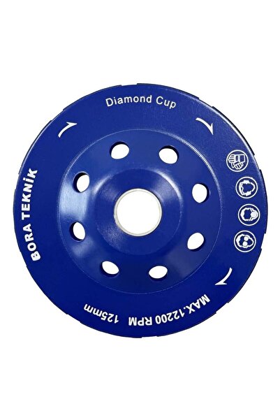 Universal Bora Teknik Çift Sıra Elmas Çanak - Beton Taş Yüzey Silme Temizleme Diski 125 mm