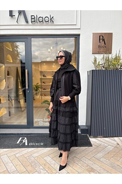 MissWhence 38807 Ruffled Double Dress Black