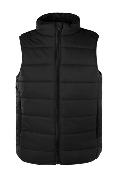 Civil Boys Ray Patterned Shiny Vest for Ages 10-13 - Black 13-14 Years Old