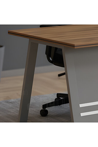 Ebticar Compact Brown & Grey Writing Desk – 100 cm Minimalist Office Table for Daily Use