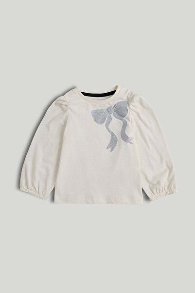 MOTHERCARE Cream Bow Long-Sleeved T-Shirt