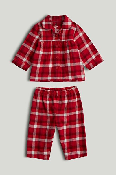 MOTHERCARE Red Check Cotton Baby Pyjamas