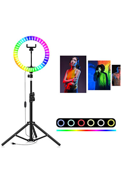 HOZRO Lampa circulara Ring Light HOZRO, diametru 30 cm/12" cu lumina RGB, lumina multicolora, conectare US