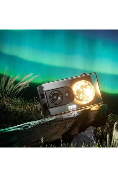 Generic Moon Lamp Bluetooth Speaker & Clock 13W Stereo Bass Alarm & White Noise Modern Desk Decor