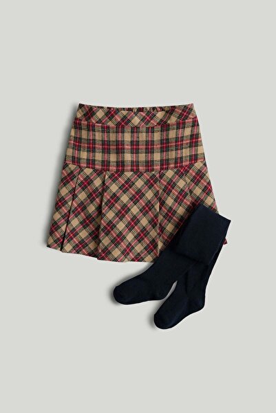 MOTHERCARE Checked Pleated Skirt and Tights Set
