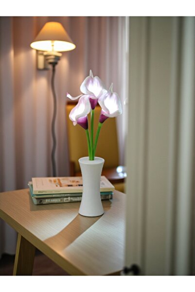 HEDİYE FİKRİ Mor Zambak Tasarımlı Dekoratif Led Işıklı Lamba