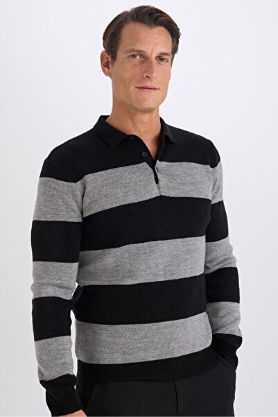 DeFacto Standard-Fit-Strickpullover mit normaler Passform und gestreiftem Pol...