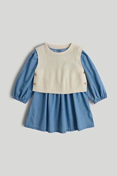 MOTHERCARE فستان جينز وقميص داخلي محبوك