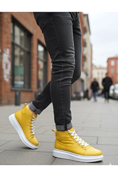 BOA Ba0713 Lace-Up Yellow High Sole Men's Style Sports Boots