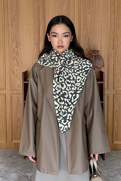 Ceylan Otantik Anthracite Leopard Patterned Scarf