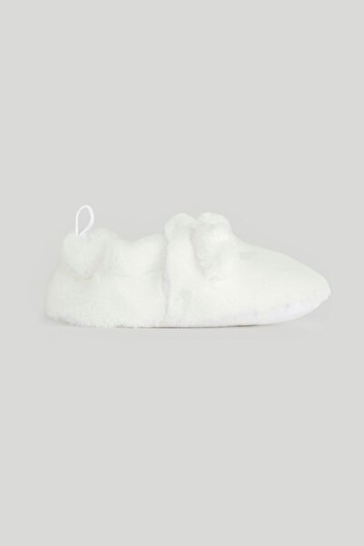 MOTHERCARE White Fluffy Baby Slippers