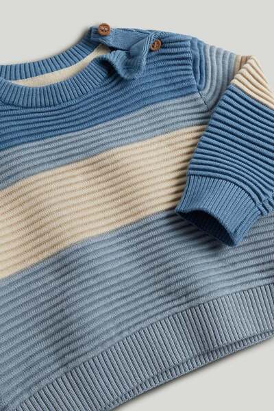 MOTHERCARE Blue Striped Ottoman Knitted Jumper