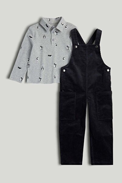 MOTHERCARE Cord Dungarees and Polo Shirt Outfit