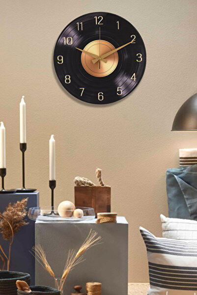 Trend Kitchen ساعة حائط خشبية فاخرة من أورينزو بريمو مع آلية صامتة وتفاصيل ذهبية