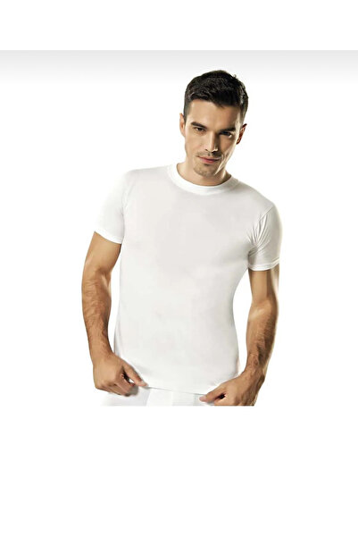 Namaldı Men's Ribbed Fabric Cotton Closed Neck Short Sleeve Underwear 4 Pieces