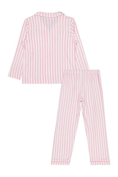 Civil Girls Striped 6-9 Years Old Pajama Set - Pink 6-7 Years Old