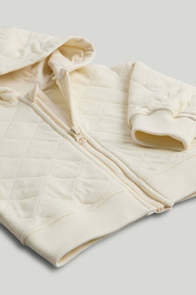 MOTHERCARE Cream Quilted Zip-Up Hoodie