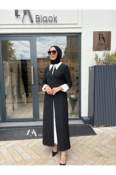 Venöve 26FWELB0010 Gömlek Yaka Jada Kadın Elbise Siyah