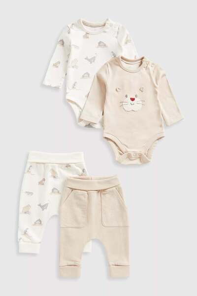 MOTHERCARE Coastal Bodysuits and Joggers 4-Piece Set