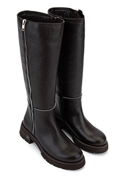 Tamer Tanca Kadın Hakiki Deri Kahverengi Floter Klasik Çizme