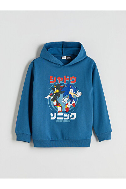 LC Waikiki سويت شيرت للأولاد بغطاء للرأس مطبوع عليه سونيك