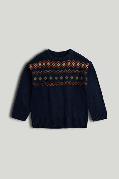 MOTHERCARE Navy Fair Isle Jumper
