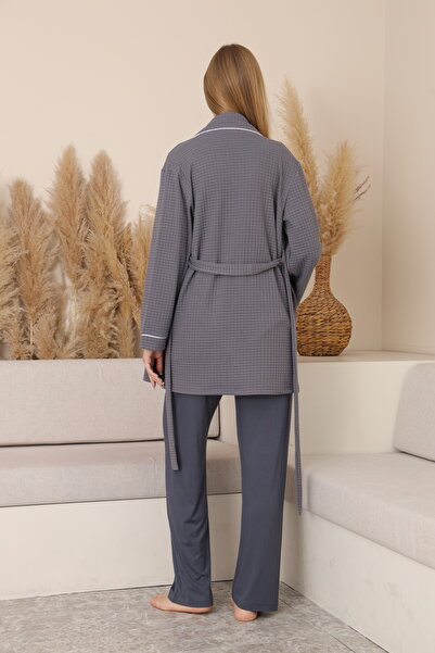 Miss Dünya Lissa Elara Quilted Long Sleeve Maternity and Postpartum Pajama Set Suitable for Breastfeeding