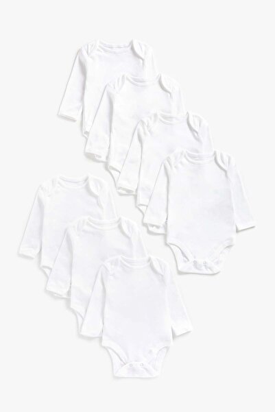 MOTHERCARE White Long-Sleeved Bodysuits - 7 Pack