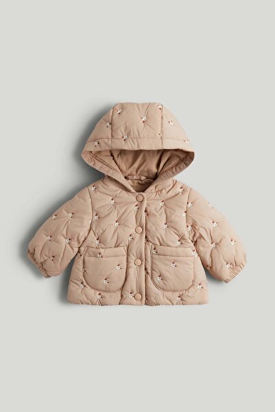 MOTHERCARE Tan Embroidered Quilted Coat