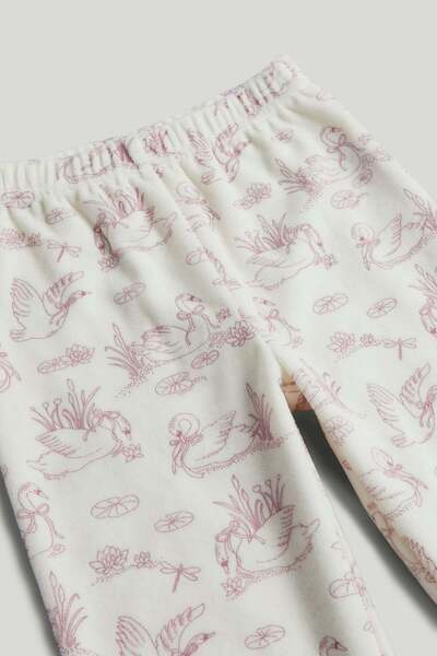 MOTHERCARE Cream Velour Swan Pyjamas