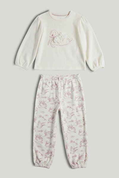 MOTHERCARE Cream Velour Swan Pyjamas