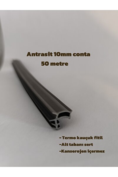 Bil Conta Ahşap kapı fitili contası ANTRASİT 10mm 50 metre kauçuk alt taban sert