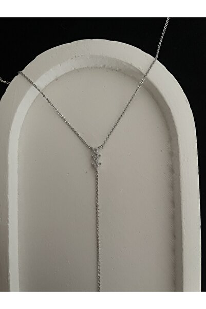 Luna Çelik Silver Y Model Dekolte Kolye