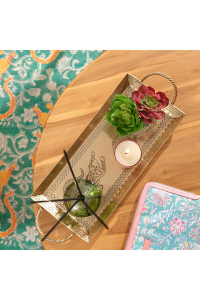 Zsa Zsa Zsu Nanpur Metal Dekoratif Tepsi 41x18x6 Cm Altın