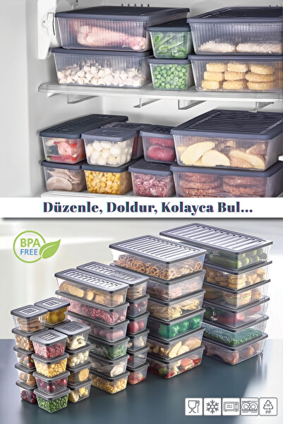VİGENTİNO 24'lü Buzdolabı Düzenleyici Organizer Mikrodalgaya Uygun Difriz Saklama Kabı