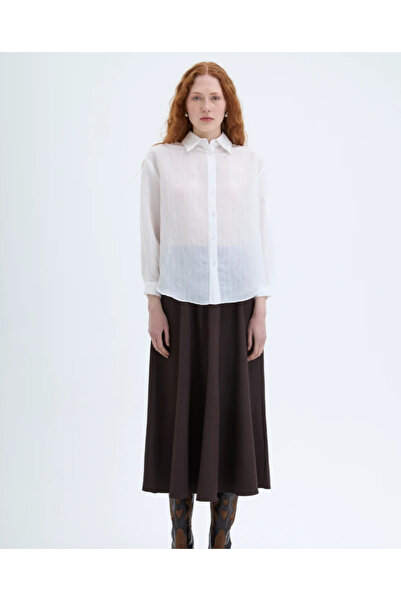 Quzu Oversized Long Sleeve Women's Shirt Gml00188 Ecru