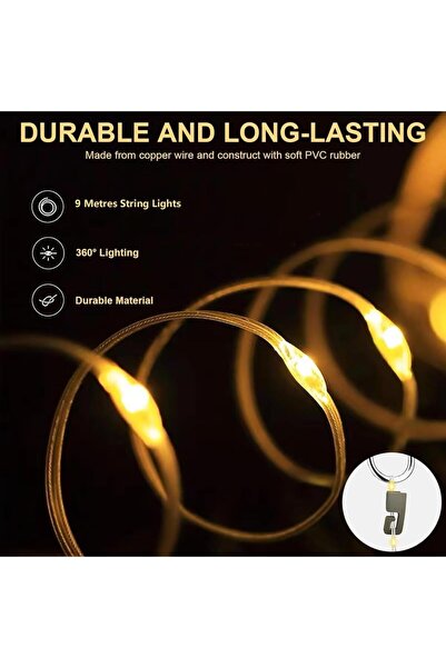 Generic Camping Fairy Lights 10m, USB RECHARGEABLE, Waterproof, Rollable, 5 Lighting Modes (Warm White)