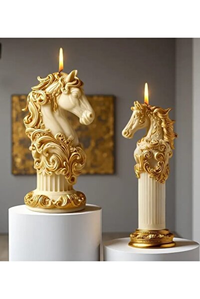 Yaratıcı sanatlar atölyesi 2'li At Başlı Roma Sütunu Mum Dekoratif Mum Özel Tasarım Mum