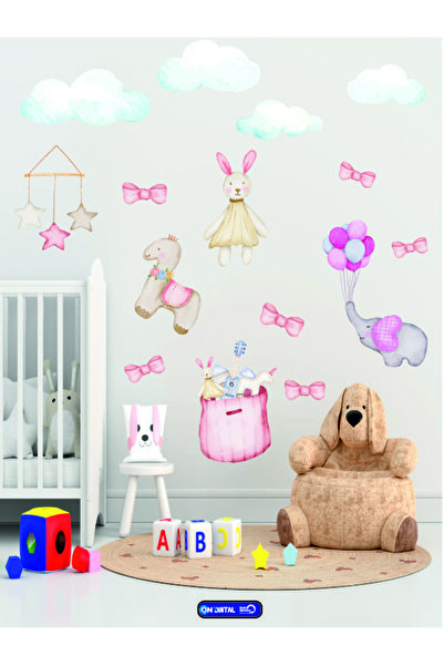 ON DİJİTAL BASKI MERKEZİ مجموعة ملصقات حائط بتصميم غرفة وردية