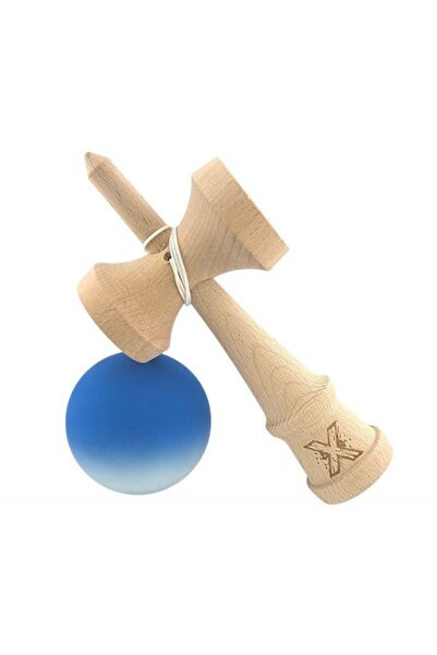 OEM Wooden Kendama toy 18 cm, white, blue gradient ball