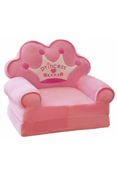 OEM Fotoliu extensibil pentru copii din pluș - Prințesă - 80 cm - Roz