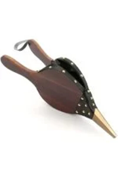 Perfect Home BBQ fan made of artificial leather and wood, 40 cm