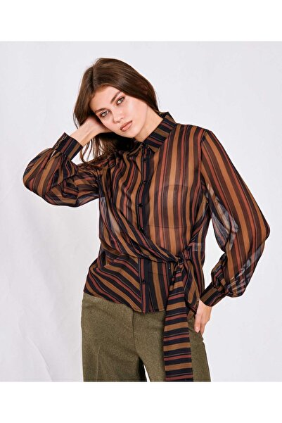 Elizar Moda Khaki Side Tie Shirt