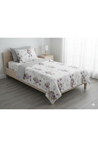SURGUN ÇEYİZ طقم أغطية سرير لشخص واحد يشمل ملاءة سرير منقوشة وغطاء وسادة