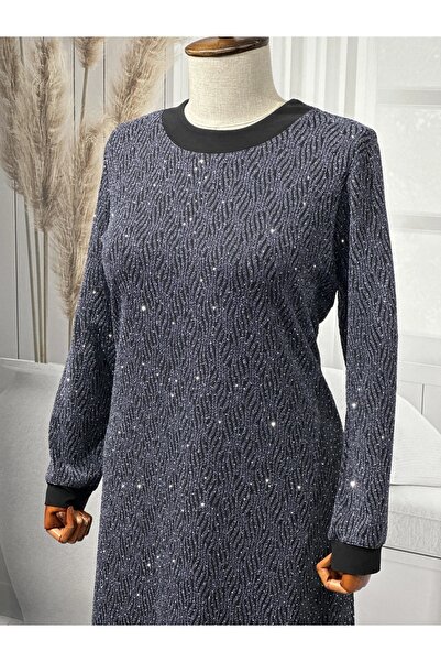 HESNA Caviar Print Stylish Stone Embroidered Quality Mother Evening Dress