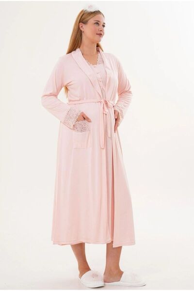 Lohusa Homewear Γυναικείο σετ νυχτικών 2 τεμαχίων με δαντέλα σε σχέδιο σάλι σ...