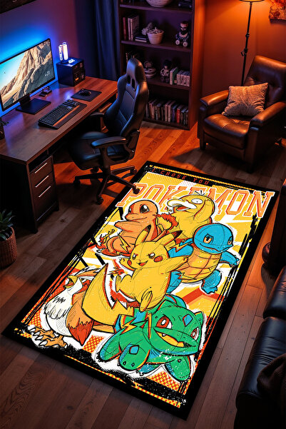 Charmbi Pokemon Desenli Kaymaz Taban Makinede Yıkanabilir Gaming Oyuncu Gamer...